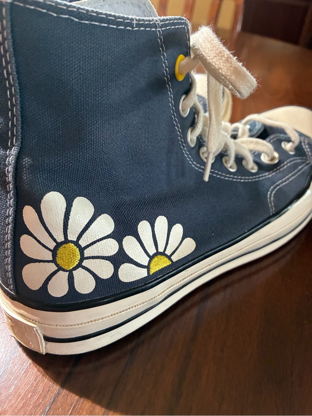 Converse Womens Navy High Top Sneakers with Daisy Accents - Picture 10 of 10